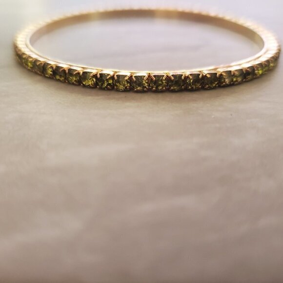 ✨ J.Crew Rhinestone Crystal Pave Green Bangle Bracelet ✨ - Picture 3 of 10